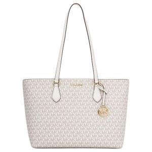 MICHAEL KORS Сумка-шоппер из покрытого холста, шоппинг-сумка, сумка через плечо, женская большая сумка milk white