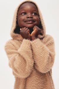 Пушистое вязаное худи H&M, бежевый