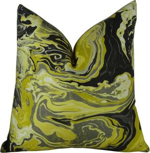 Thomas Collection Декоративная подушка с мраморным принтом желтого, серого и черного цветов Designer Marble Print