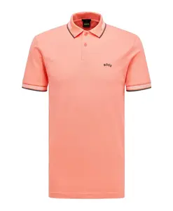 Поло с изогнутым логотипом, светло-красного цвета. Hugo, розовый