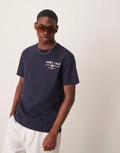 Футболка GANT с маленьким логотипом темно-синего цвета