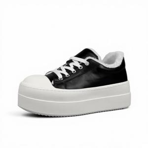 Женские низкие скейтбордистские кроссовки с термоизоляцией и увеличенной высотой Victoria&Vera, v-ht-m7 черный fleece-lined