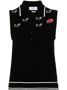 Thom Browne топ из вирджинской шерсти с вышивкой Hector, черный