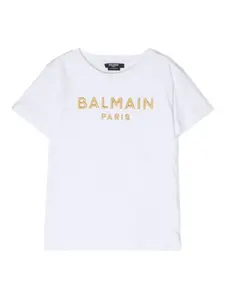 Футболка с вышитым логотипом Balmain Kids, белый