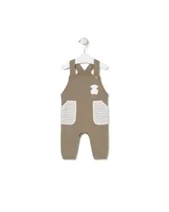 Детский слюнявчик из гладкого и полосатого хлопка Tous, бежевый