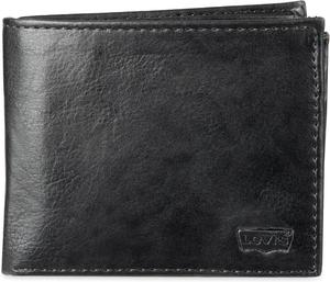 Мужской тонкий двухстворчатый кошелек Levi's RFID повышенной вместимости с несколькими отделениями для карт, Charcoal Black 2