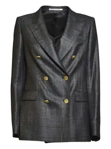 Двубортный пиджак в клетку Tagliatore, серый