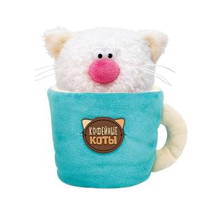 Плюшевая кукла котенок с кофейной чашкой высота 12см Buddy Both