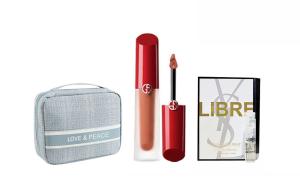 GIORGIO ARMANI Набор жидких помад Redtube, легко растушевывается, осветляет тон кожи, увлажняющий велюр, набор из 3 штук