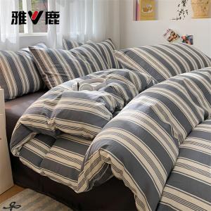 Yalu Пододеяльник 180х220 см из хлопка, цвет черно-серые полоски + премиум-серый, мягкий и гипоаллергенный