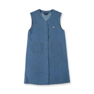 Джинсовая юбка-комбинезон, растягивающаяся на два слоя