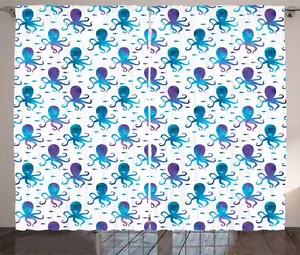 Штора в деревенском стиле Кальмар от ABAKUHAUS, полигональный анималистичный рисунок, присборенная штора для спальни с петлями и крючками, 280 x 175 см, цвет: белый, синий, фиолетовый Abakuhaus