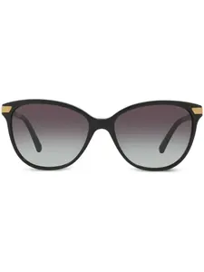 Круглые солнцезащитные очки с клетчатой отделкой Burberry Eyewear, черный
