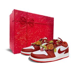 Jordan Эйр 1 противоскользящие износостойкие низкие винтажные баскетбольные кроссовки унисекс красно-белые, цвет Red White