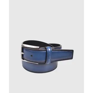 Мужской кожаный ремень Olimpo синего цвета индиго, индиго/синий