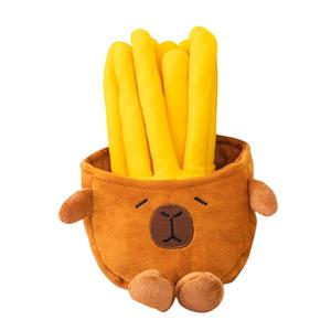 Плюшевая кукла капибара с картошкой фри, 25 см MLING, темно-коричневый