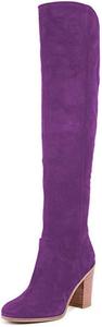 Женские сапоги YDN до колена с круглым носком, с молнией, для широкой голени, на стопке, с массивным каблуком, размер 37-48, Violett