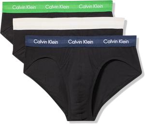 Комплект из 3 мужских трусов-брифов Calvin Klein из хлопка и эластичного материала, Black Bodies W/ Blue Shadow, Supreme Green, Chalk Wbs