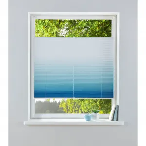 Жалюзи плиссе мой дом «Омбре», светозащита, без сверления, натяжение, фиксированный размер, цветовой градиент, зажимная опора My Home, цвет blau