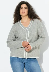 Кардиган kontrastnaht vausschnitt langarm Ulla Popken, Pale Mottled Grey