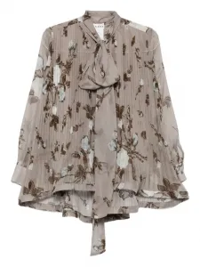 Плиссированная блузка с цветочным принтом P.A.R.O.S.H., серый