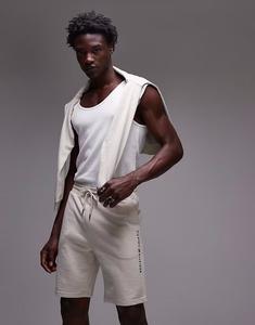 Трикотажные шорты с логотипом в кремово-белом цвете Tommy Hilfiger