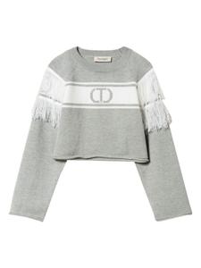 TWINSET Kids джемпер с бахромой, серый