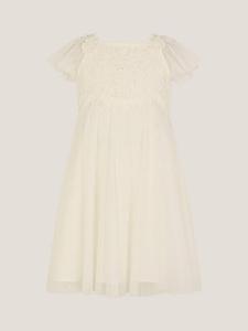 Платье Baby Starla из кружевного тюля с элементами вязания крючком Monsoon, Ivory