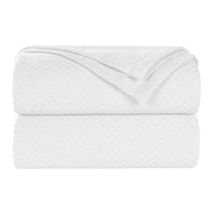 Легкое тканое одеяло SUPERIOR Nobel с жаккардовым текстурированным шевроном, белый