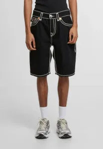 Джинсовые шорты с откидной крышкой и прострочкой. True Religion, Black