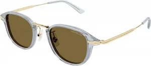 Мужские солнцезащитные очки Montblanc MB0336S серые, золотистые, коричневые, GREY