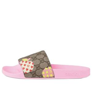 Тапочки slide les pommes slide sandal 'light pink' Gucci, розовый