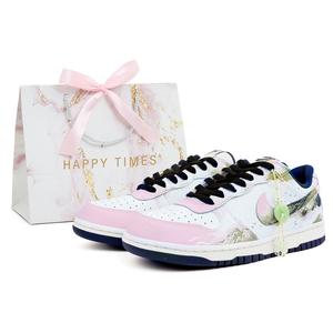 Большие термостойкие абразивоустойчивые низкие скейтборд кроссовки men's Nike, розовый/зеленый