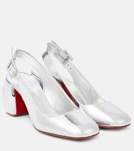 Металлические босоножки Minny 70 на ремешке из кожи Christian Louboutin, серебряный