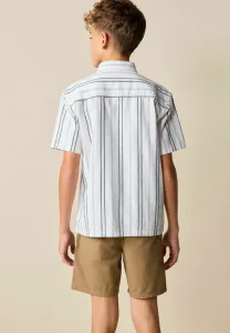 Рубашка с коротким рукавом и текстурированной поверхностью, стандартного кроя. Next, White Stripe