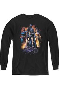 Футболка с длинным рукавом для подростков Justice League of America "Встань на защиту" Gildan, черный