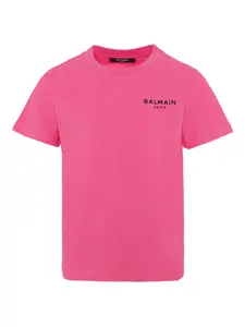 Футболка с короткими рукавами и логотипом Balmain Kids, розовый