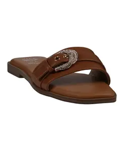 Женские плоские сандалии Kenna с декоративной пряжкой GC Shoes, коричневый/бежевый