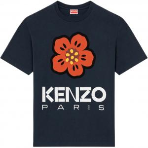 Футболка с круглым вырезом и принтом «Боке-Цветок» Kenzo, синий