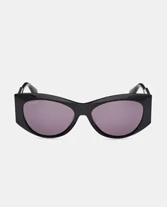 Женские круглые солнцезащитные очки из ацетата черного цвета Max&Co, чёрный