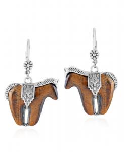 Серьги-подвески из стерлингового серебра с тигровым глазом и подвеской в виде лошади American West Jewelry, No Color