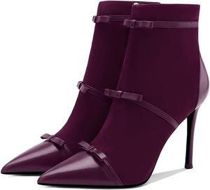Женские ботильоны YDN на высоком каблуке-стойке, заостренный носок, бантик, ремешок, молния, праздничные туфли, размер 4-15 US, Wine Red