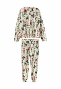 Пижамный комплект Next LONG SLEEVE SET, Cream Christmas Dog/Beige