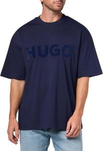 Мужская хлопковая футболка Hugo с тональным логотипом, Evening Blue