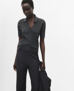 Женский свитер тонкой вязки с воротником-стойкой MANGO, Medium Heather Grey