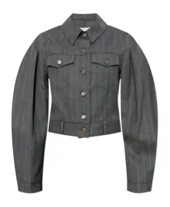 Серая полосатая куртка Ganni, серый