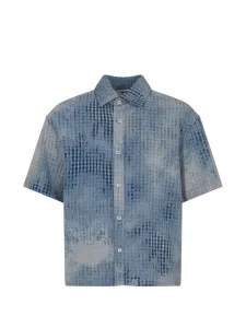 Топ с узором и короткими рукавами Msgm Kids, синий