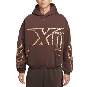 Nike Мужская толстовка темно-коричневого цвета с капюшоном, средней толщины, стандартного размера