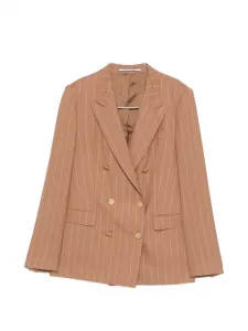 Двубортный костюм в тонкую полоску TAGLIATORE, бежевый