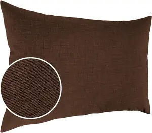 Декоративная подушка 30х50 см, чехол без наполнителя, чехол на молнии, однотонный, под лен, темно-коричневый